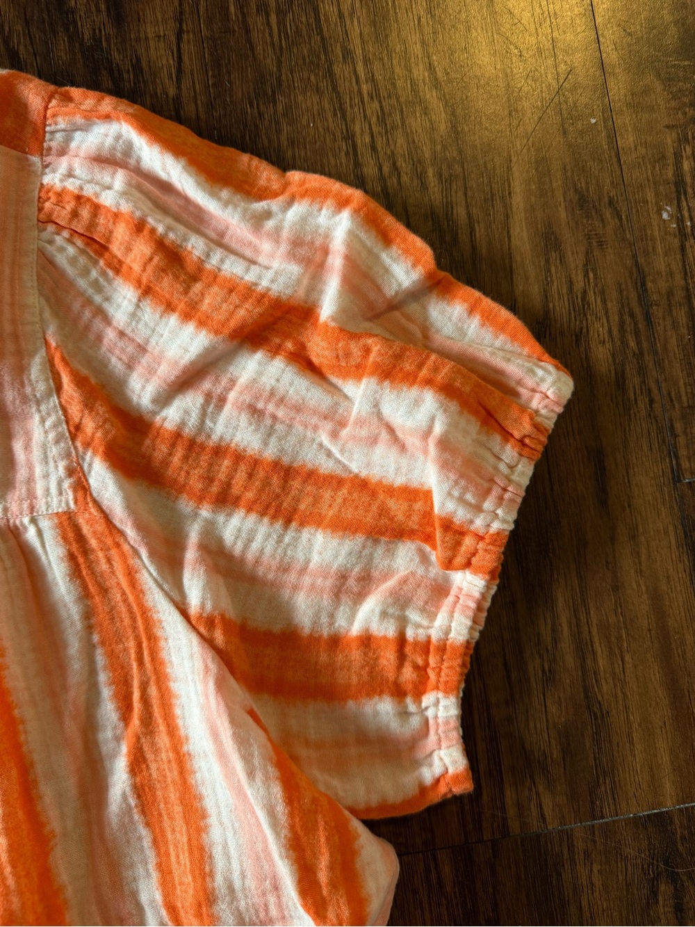 Lane Bryant, 18/20. NWT. Orange and White Striped Short Sleeve Peasant Top - Picture 3 of 4